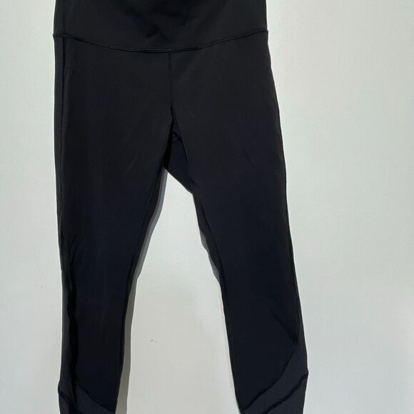 Lululemon Athletica Women's Black High Rise Mesh Trim Athletic Leggings Size 8 - Picture 3 of 10